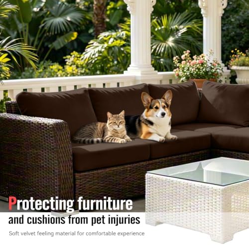 8Pcs Outdoor Cushion Covers, Stretch Patio Furniture Couch Chair Slipcovers - Image 6