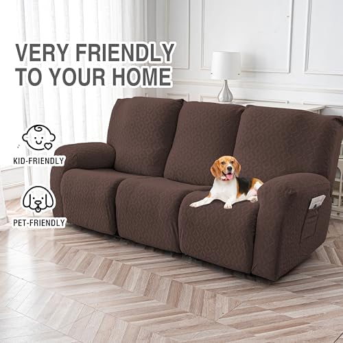 Gennia Waterproof Recliner Sofa Cover,3 Seat Couch Cover,Chocolate - Image 4