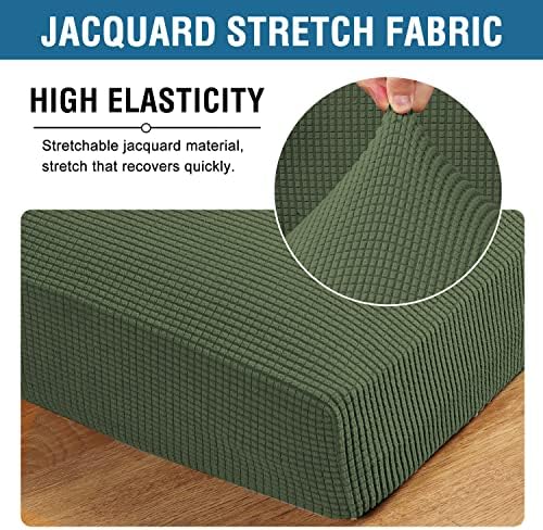 H.VERSAILTEX Super Stretch Individual Seat Cushion Covers Sofa Covers Couch Slipcover Sets Thick Jacquard Textured Twill Fabric (3 Piece Sofa Cushion Covers, Bronze Green) - Image 4