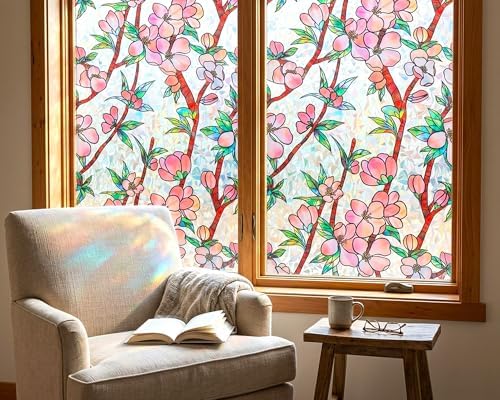 Peach Blossom 3D Prism Window Film Privacy Static Cling Anti UV 17.5x78.7in - Image 5