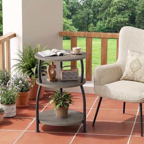 3-Tier Round Side Table, 15.7 inch End Table Nightstand - Image 6