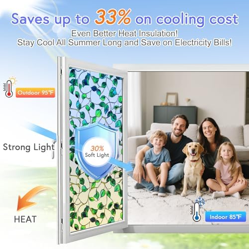 SOMWISE Window Privacy Film Day & Night,Heat Blocking Anti-UV Energy Saving - Image 3