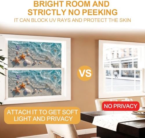 Cmialusie Seashell Beach Window Film 17.3 x 39.3 Inch Cling - Image 4