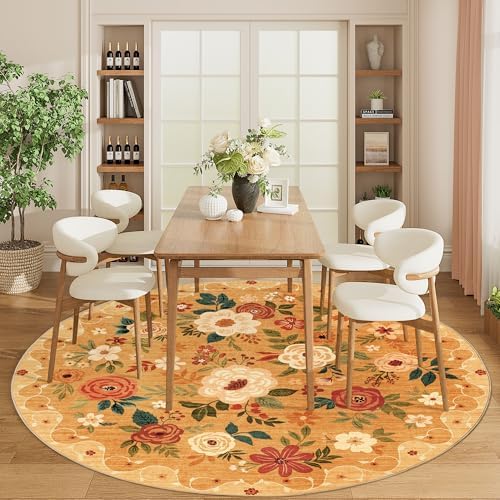 DUKINO 6ft Round Rug, Soft Washable Circle Rug for Bedroom Non Slip, Orange - Image 7