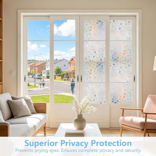 LEMON CLOUD Window Privacy Film, Frosted Glass Window Cling, 17.5″ x 157.4″ - Image 4