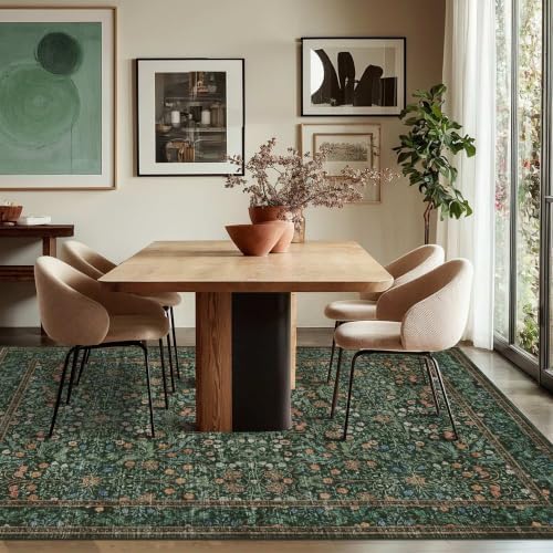 Rugxara Green Floral 4x6 Area Rug Washable Rug for Living Room Bedroom - Image 3