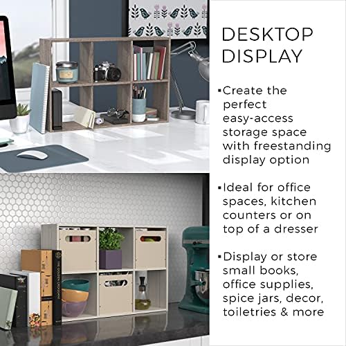 ClosetMaid 5430 Mini 6-Cube Desktop or Wall Mount Organizer, Bleached Walnut - Image 3