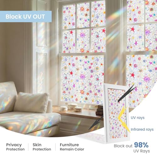 ADD.HERES Rainbow Window Privacy Film, Stained Glass Cling, 17.5" x 78.7" - Image 4