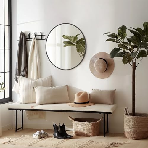 WallBeyond Round Wall Mirror 20 inch Black Circle Mirror for Bathroom with Metal Framed, Round Black Mirror for Wall Decor, Vanity, Entryway Living Room - Image 4