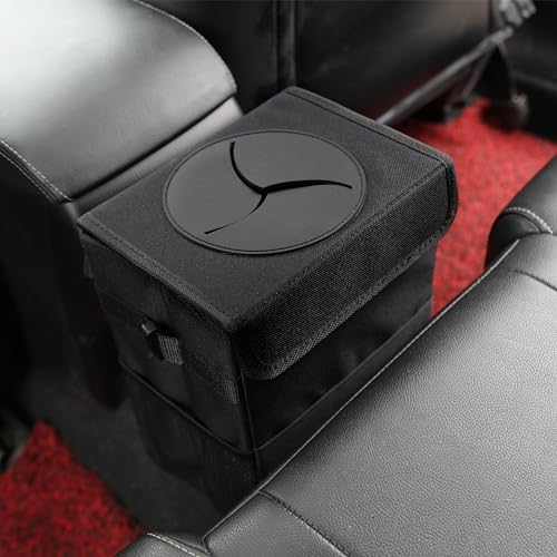 AOKJOY Car Garbage can with lid Leak Proof Vehicle Trash Can 3 Storage Pockets Hanging Waterproof car Trash Bag for SUV Black - Image 6