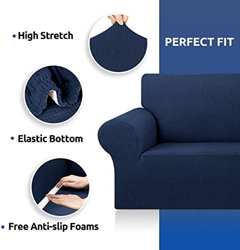 KEKUOU Stretch Oversized Couch Covers for Sofa Slipcover,Navy Blue - Image 6