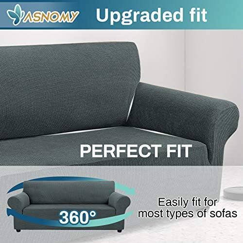 Asnomy Stretch Oversized Couch Covers for Sofa Slipcover,Gray - Image 4