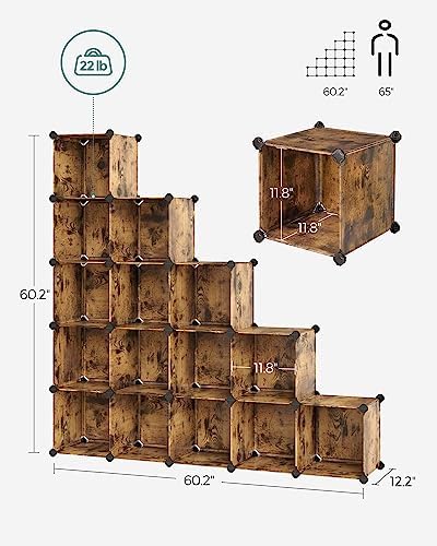 SONGMICS 16 Cube Storage Organizer，Plastic stackable cube shelf - Image 3