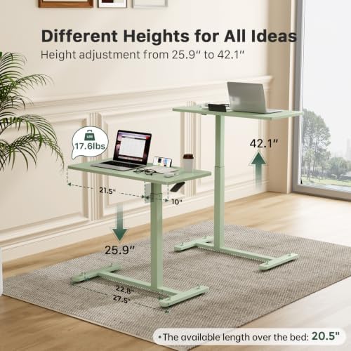 Gibbon Mounts 32” Rolling Mobile Standing Desk, Bedside Table with Wheels - Image 2