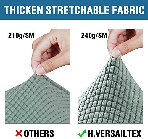 H.VERSAILTEX 4 Piece Stretch Sofa Covers for 3 Cushion Couch Covers for Living Room Furniture Slipcovers (Base Cover Plus 3 Seat Cushion Covers) Upgraded Thicker Jacquard Fabric (Sofa, Sage) - Image 3