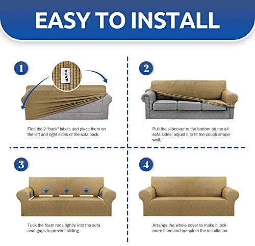 KEKUOU Stretch Chair Sofa Slipcover, Single Couch Cover,Tan - Image 4
