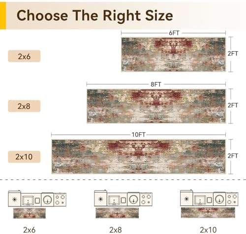 RELEANY Washable Runner 2'x8' Abstract Area Rug for Hallway Rustic Brown - Image 2