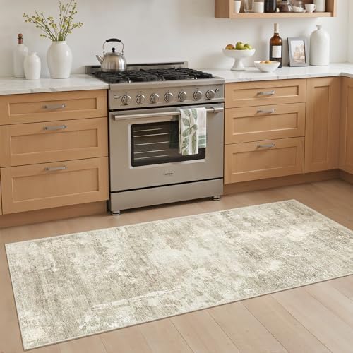 Soalmost Abstratc Runner Rug 2x6 Kitchen Hallway Runners Beige/Gray - Image 2