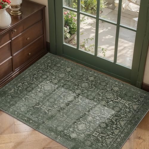 Rugxara 2x3 Entryway Rug Door Mat, Washable Samll Rug, Non Slip, Green by Rugxara