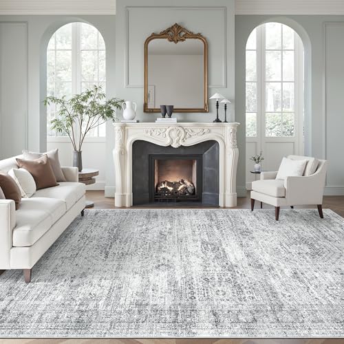 Soalmost Washable Area Rug 8x10 Large Soft Grey Rugs for Living Room by Soalmost