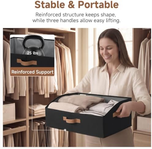 StorageWorks Closet Storage Bins Trapezoid, Black, Large, 3-Pack - Image 4