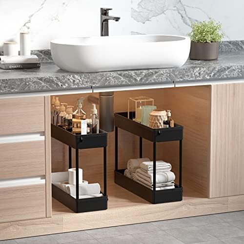 SOLEJAZZ Slim Rolling Storage Cart Skinny Bathroom Organizer, 4 Tier, Black - Image 4