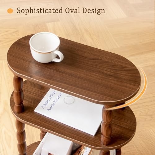 MaxSmeo Small Side Table, 3-Tier Narrow End Table, Wood Accent Table - Image 4