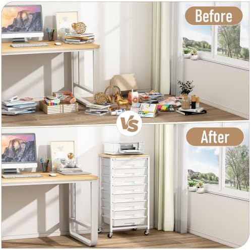 caktraie 8-Drawers Rolling Cart, Craft Storage Utility Cart, White layer - Image 5