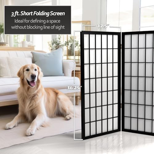 3 ft. Short Window Pane Shoji Screen - Black - 4 Panels - Image 6