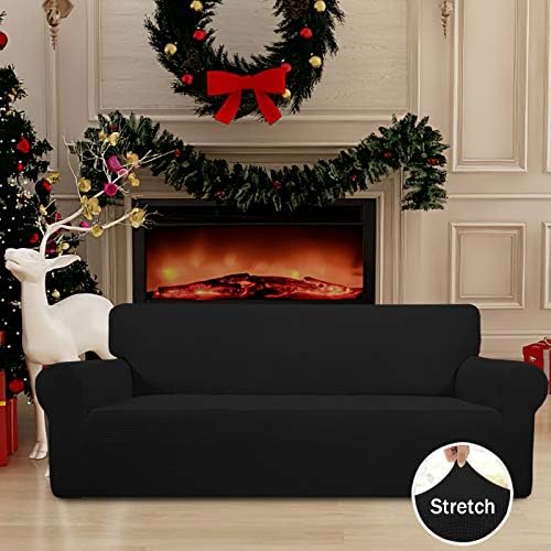 Easy-Going Stretch Couch Covers for Sofa Washable Large Black - Image 2