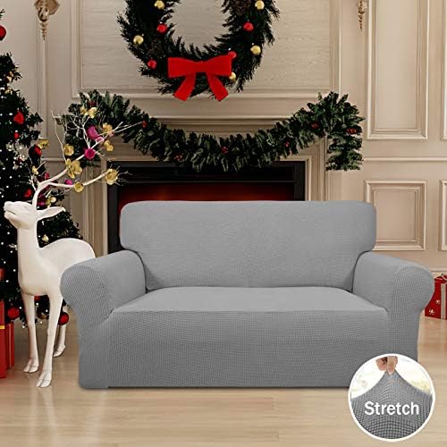 Easy-Going Stretch Loveseat Couch Covers Washable Light Gray - Image 2