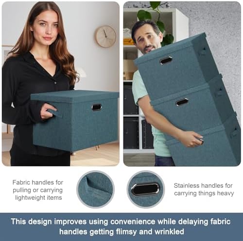Storage Bins with Lids Fabric Closet Organizers Cubes Office Organization - Image 5