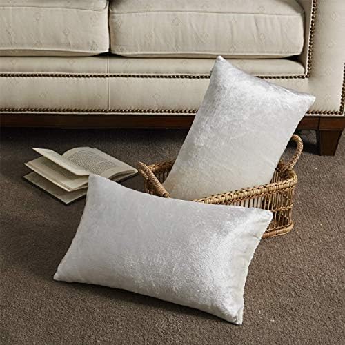 GIGIZAZA White Velvet 12x20 Lumbar Decorative Throw Pillow Covers Cases for Sofa Bed 2 Pack Soft Cushion Cover by GIGIZAZAFocusingonhomedecoration