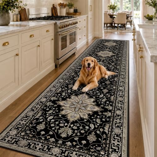 RELEANY Washable Area Rug, Runner 3'x12', Black/Neutral - Image 2