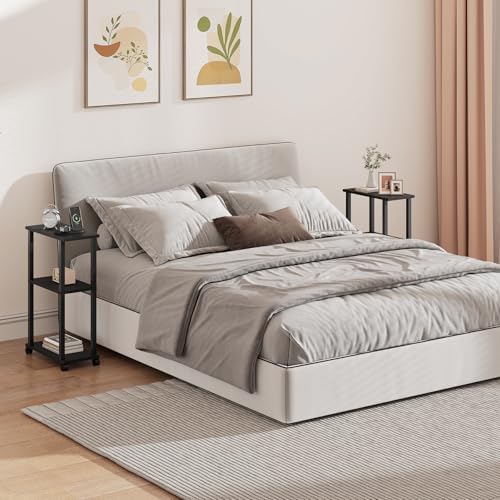 TUTOTAK Small Side Table, Narrow End Table with Wheels, Bedside Table - Image 6