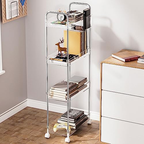 SPACEKEEPER Acrylic Storage Rolling Cart, 4 Tier Bathroom Cart Organizer - Image 5