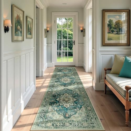 RELEANY Washable Area Rug, Runner 3'x9', Blue/Vintage Dark Blue - Image 2