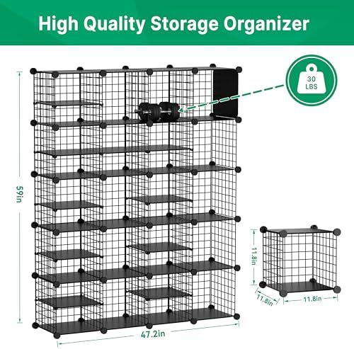 Wire Cube Storage Organizer, 20 Cubes Converted into 23 Cubes, Sturdy Metal Grids Storage Shelf Closet Shelving Units and Storage, Shelves for Bedroom LIvingroom Office - Image 3