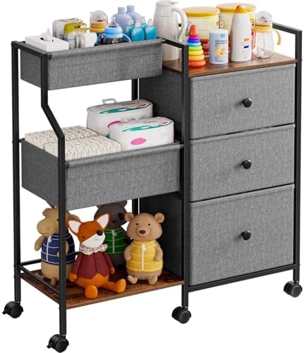 Modanais Baby Diaper Caddy Organizer Rolling Cart with Dividers and Drawers by HomeOrganizersandStorage