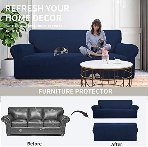 Easy-Going Stretch Oversized Loveseat Couch Covers Washable Navy - Image 4