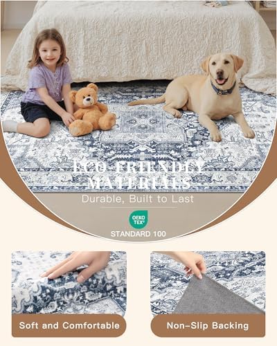 Madane Washable Runner Rugs 2x10 Long for Hallway Kitchen, Navy/White - Image 6