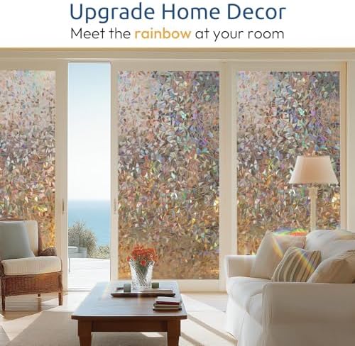 rabbitgoo Rainbow Window Privacy Film, Stained Cling, Brown, 35.4" x 157.4" - Image 4