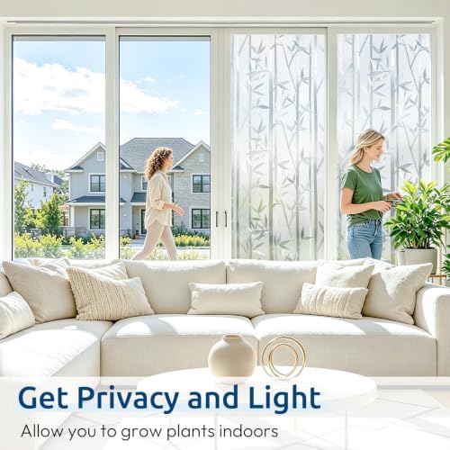 rabbitgoo Window Privacy Film Frosted with Bamboo Pattern, 23.6" x 78.7" - Image 4