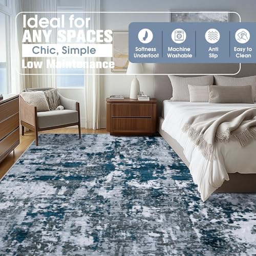 Aelenmu 10x14 Area Rugs for Living Room Washable Dining Room Navy Grey - Image 2