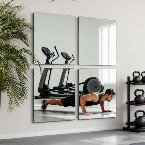 4 Pack Acrylic Mirrors for Wall,10×10Inch Self Adhesive Frameless Small Mirror Tiles, Flexible Plastic Mirror Sheets for Bedroom Home Gym Door (4Pcs 10×10inch) - Image 5