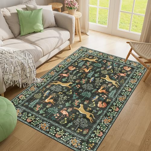 DUKINO 4x6 Area Rug, Non Slip Animal Washable Rug for Living Room, Black - Image 6