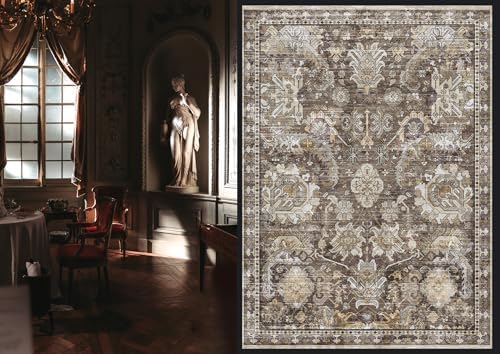 RUGSURE Washable Area Rugs - Perfect for Living Room, Bedroom, Kids Room, Nursery - Stain & Water Resistant Non-Slip, Pet & Child Friendly, Vintage Tribal Area Rugs (Ivory, 3' x 5 ') - Image 2