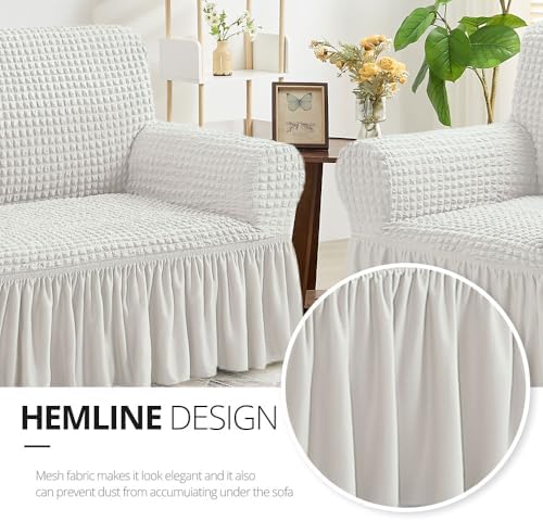 NICEEC Sofa Covers Ivory Couch Cover Stretch Sofa Slipcovers with Skirt - Image 4