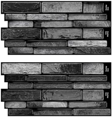 3D Textured Peel and Stick Backsplash,20-Piece PVC Tiles,Black | Waterproof & Durable, Perfect Decor for Kitchen, Bathroom and Home Wall Renovation by ViibXfans