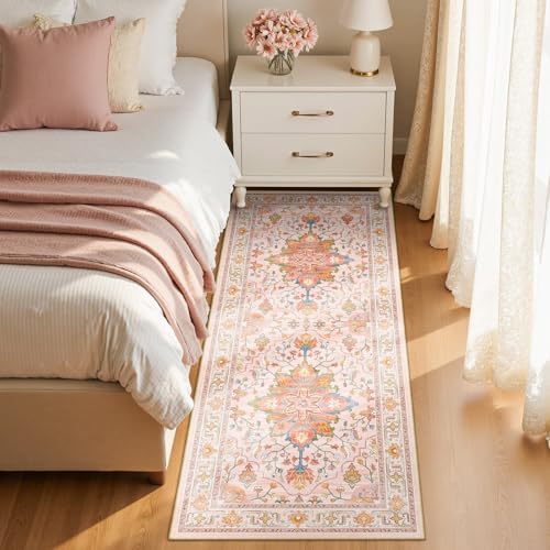 RELEANY Washable Area Rug, Runner 2'x6', Pink/Light Pink/Colorful - Image 3